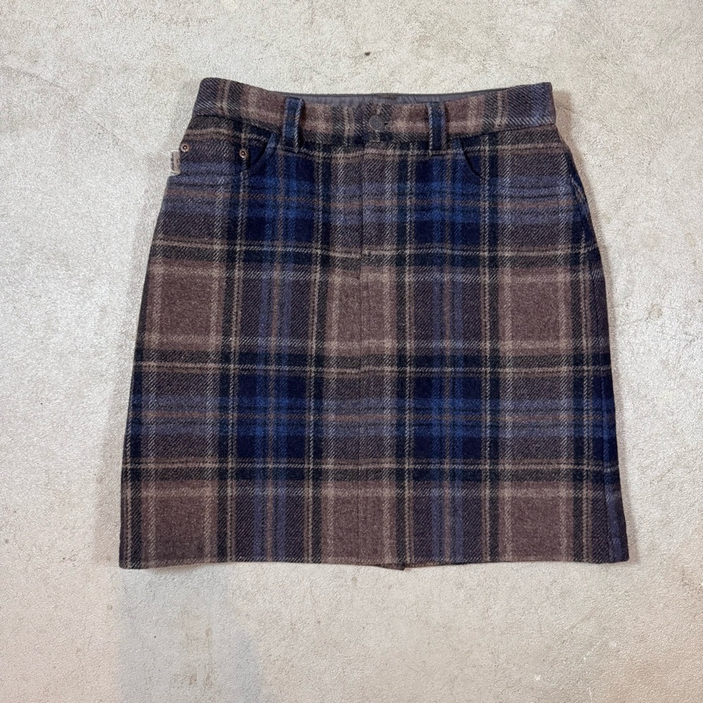 Eddie Bauer Blue and Brown Mini Skirt